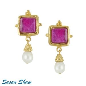 Susan Shaw French Glass Fuchsia Earring